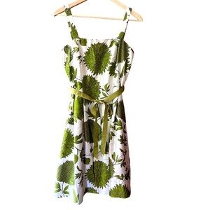 BEAUTIFUL JESSICA HOWARD WHITE & GREEN CHRYSANTHEMUM A-LINE DRESS